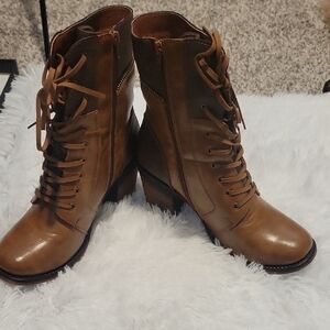 Brown Lace-Up Ankle Boots